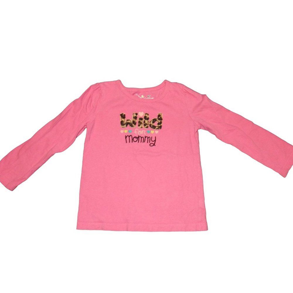 Jumping Beans toddler girls 4T Wild For Mommy pink long sleeve top